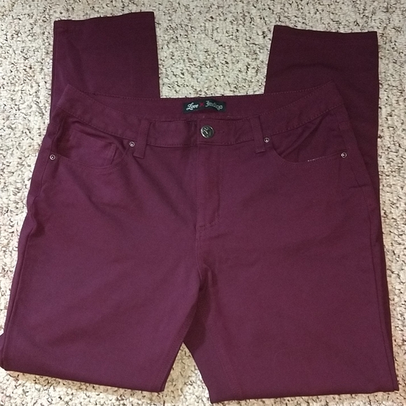 Love indigo skinny jeans, size 14, burgundy color